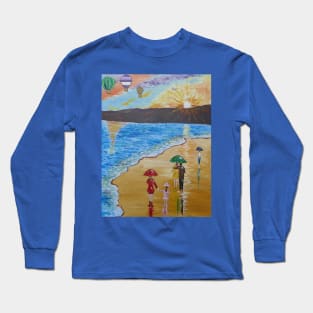 Sunset Stroll and Colourful Umbrellas Long Sleeve T-Shirt